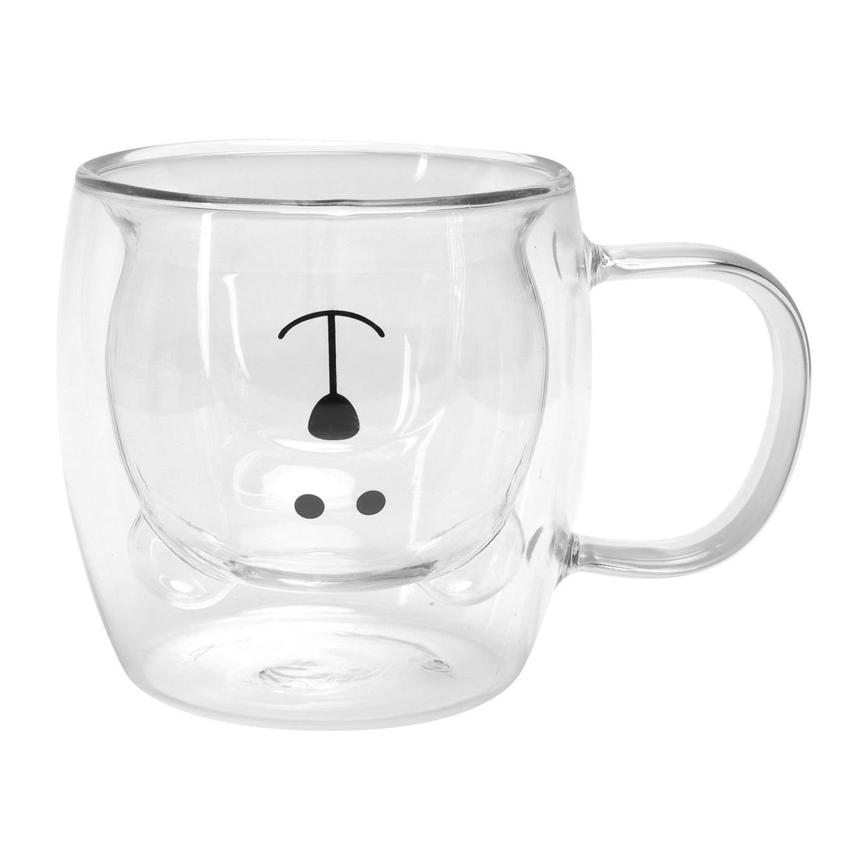 250ml Bear Shaped Glass Cup Double Wall Water Tea Coffee Milk Mug with Handle for HomeTransparent