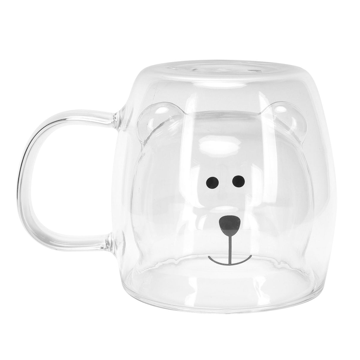 250ml Bear Shaped Glass Cup Double Wall Water Tea Coffee Milk Mug with Handle for HomeTransparent