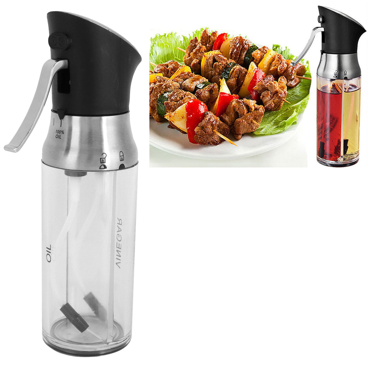 Oil Sprayer Transparent PressType Seasoning Bottle Vinegar Dispenser Kitchen Tools