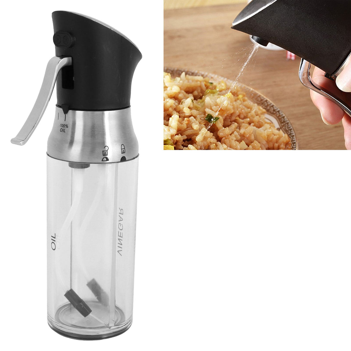 Oil Sprayer Transparent PressType Seasoning Bottle Vinegar Dispenser Kitchen Tools
