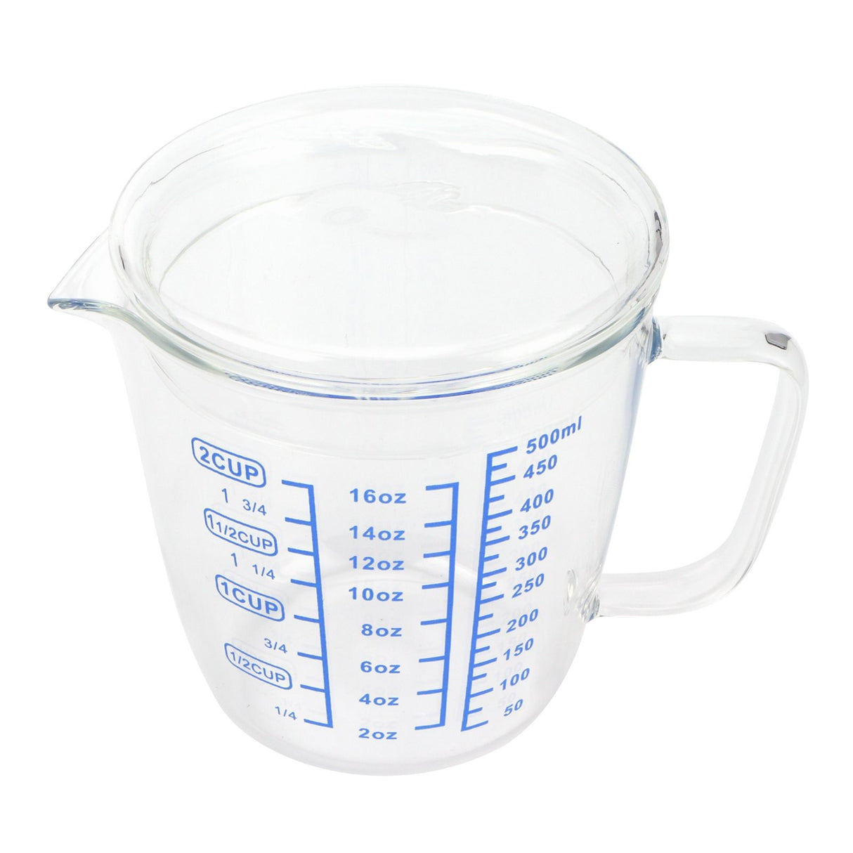 Heat Resisting Glass Measuring Cup Milk Scale Measuring Jug with Lid Kitchen Utensil(500ml )