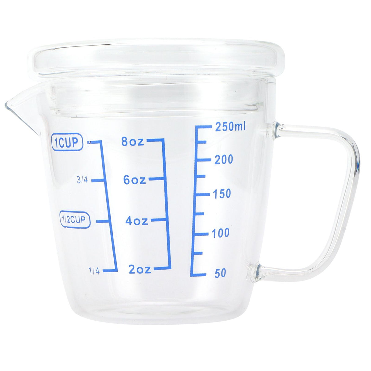Heat Resisting Glass Measuring Cup Milk Scale Measuring Jug with Lid Kitchen Utensil(250ml )