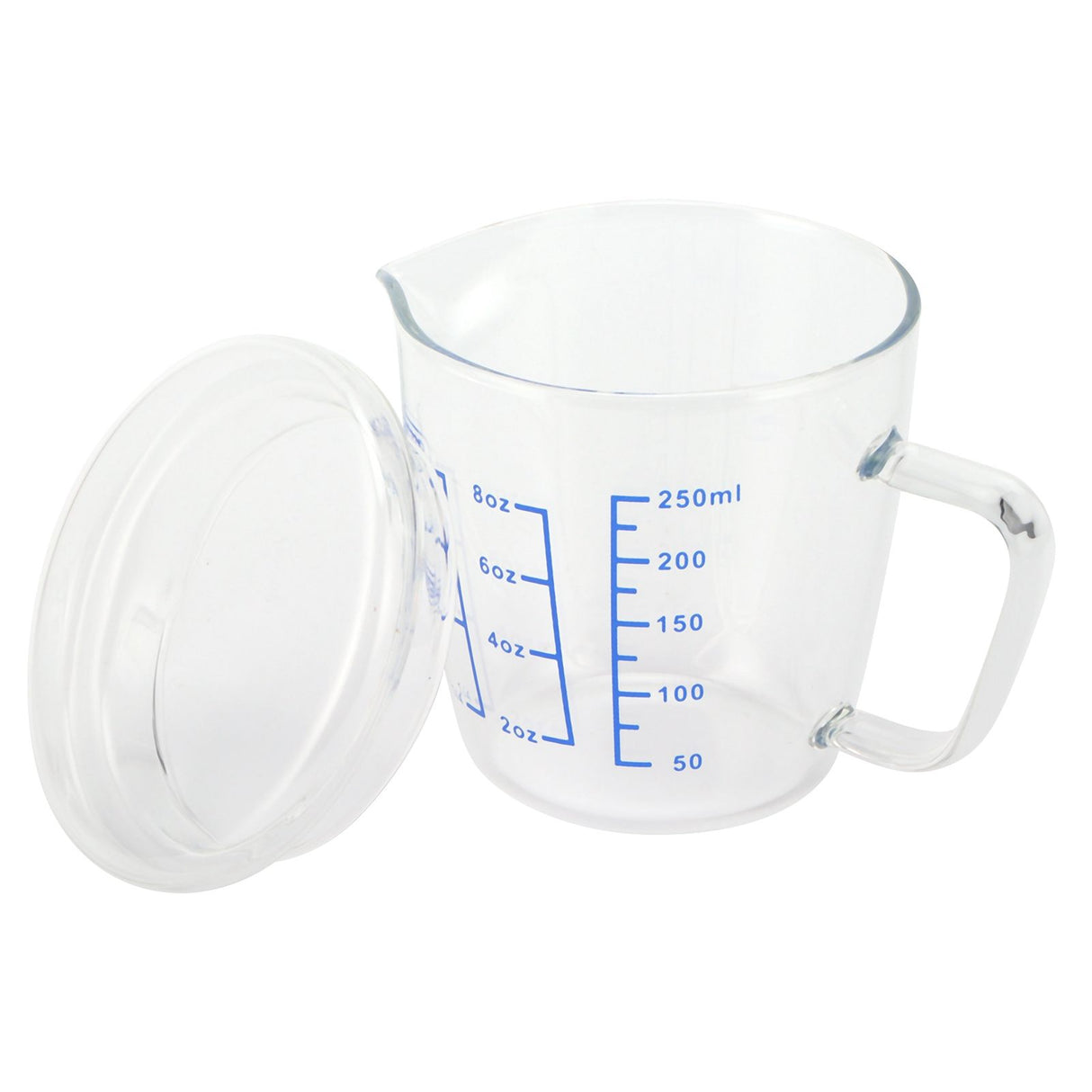 Heat Resisting Glass Measuring Cup Milk Scale Measuring Jug with Lid Kitchen Utensil(250ml )