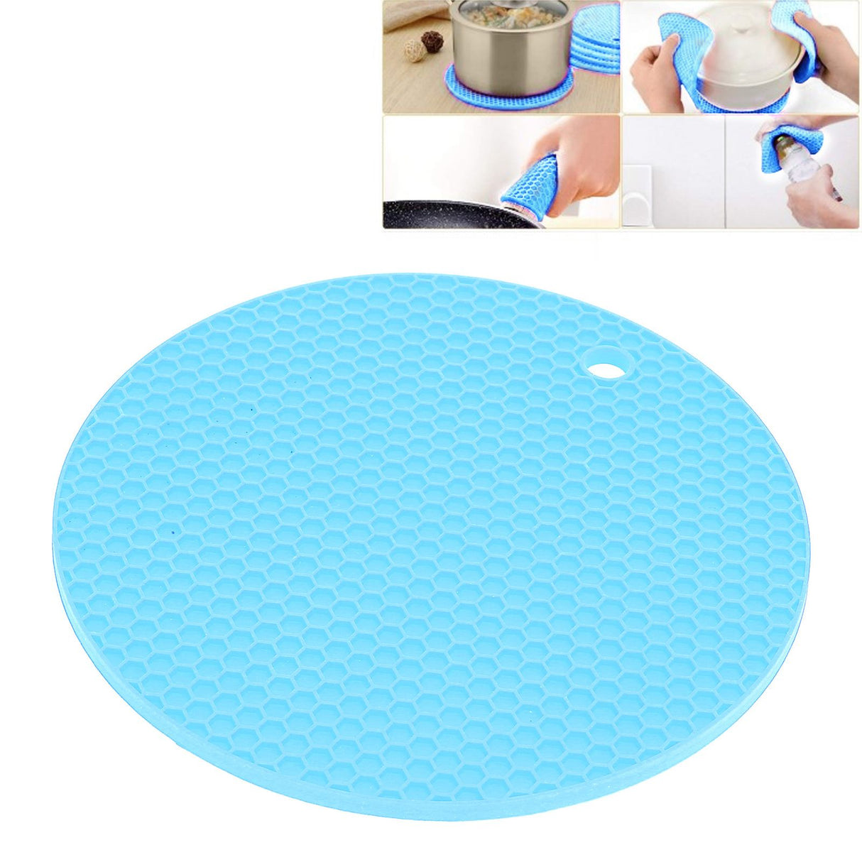 Round Shape Mat Food Grade Thickened Silicone Placemat Insulation Pad Microwave Oven MatBlue