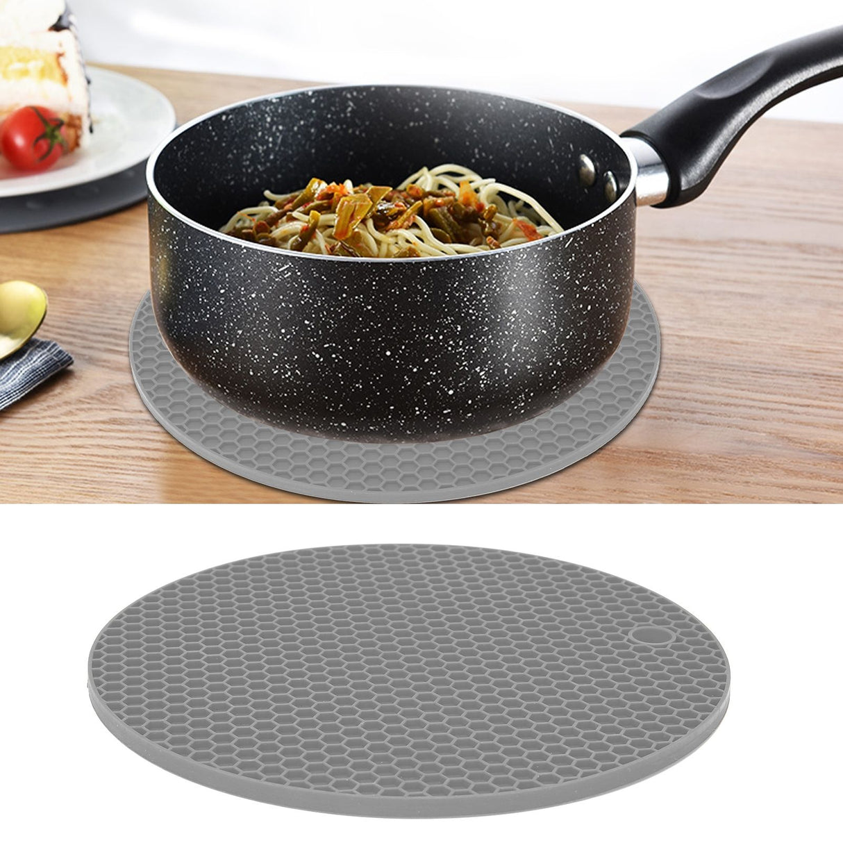 Round Shape Mat Food Grade Thickened Silicone Placemat Insulation Pad Microwave Oven MatGray