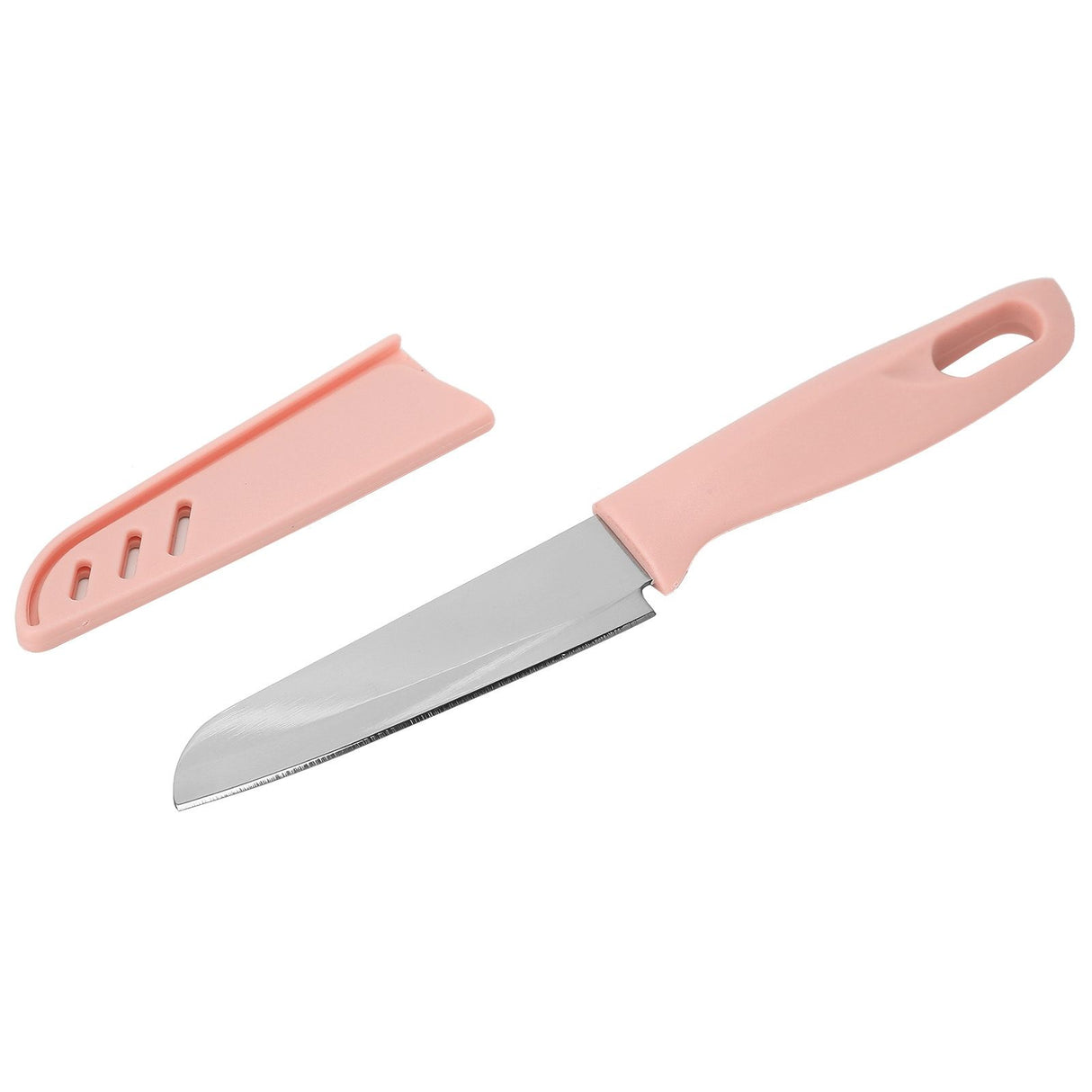 Kitchen Knife Portable Stainless Steel Fruit Melon Cutter with Sleeve for Home UsePink