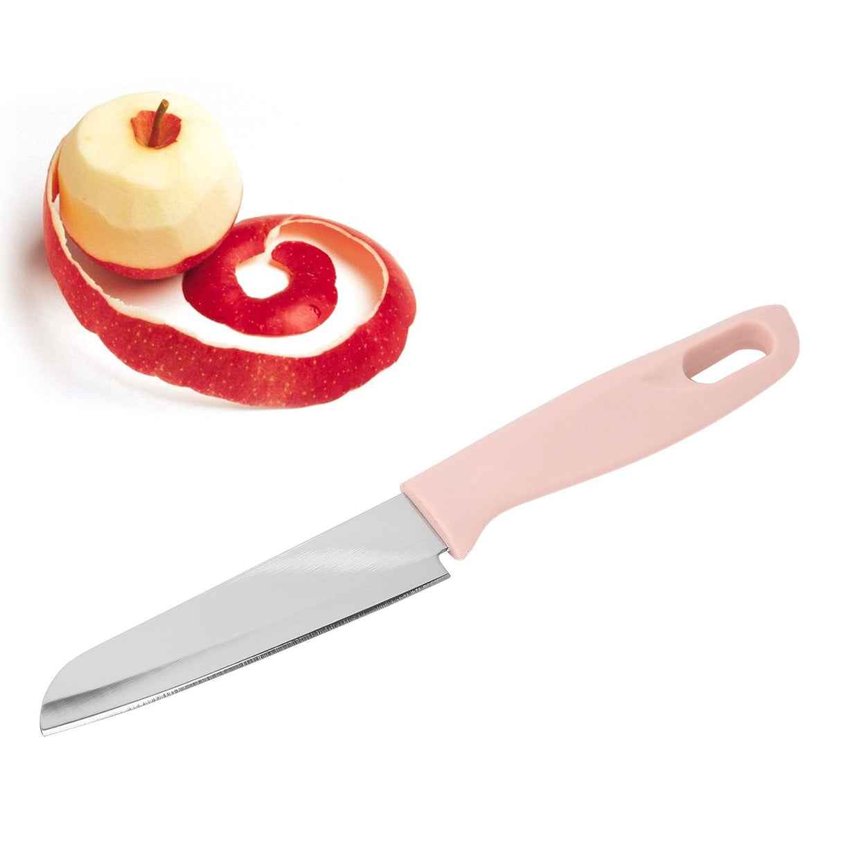 Kitchen Knife Portable Stainless Steel Fruit Melon Cutter with Sleeve for Home UsePink