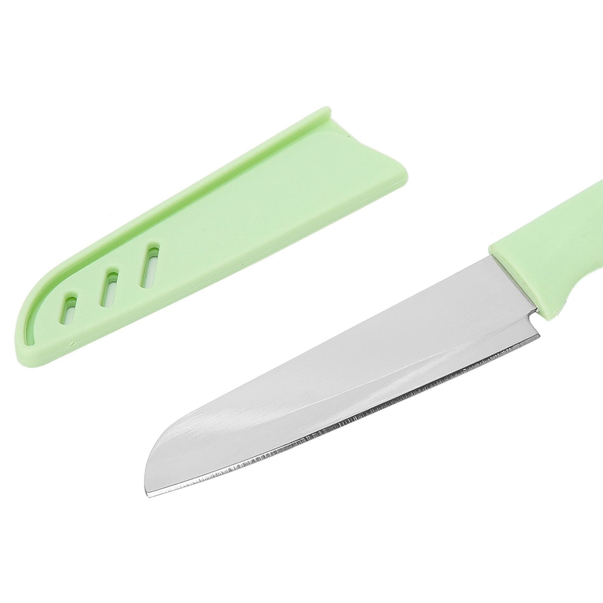 Kitchen Knife Portable Stainless Steel Fruit Melon Cutter with Sleeve for Home UseGreen