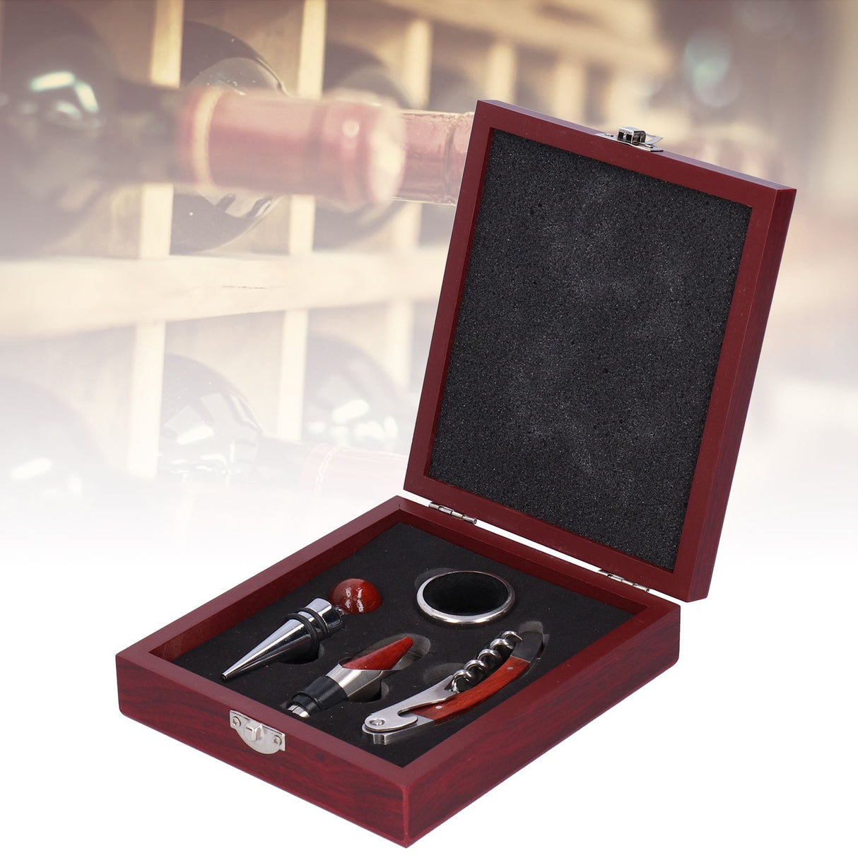 Stainless Steel Round Wine Stopper Bottle Opener Set Wine Manual Bottle Opener Kitchen Tool