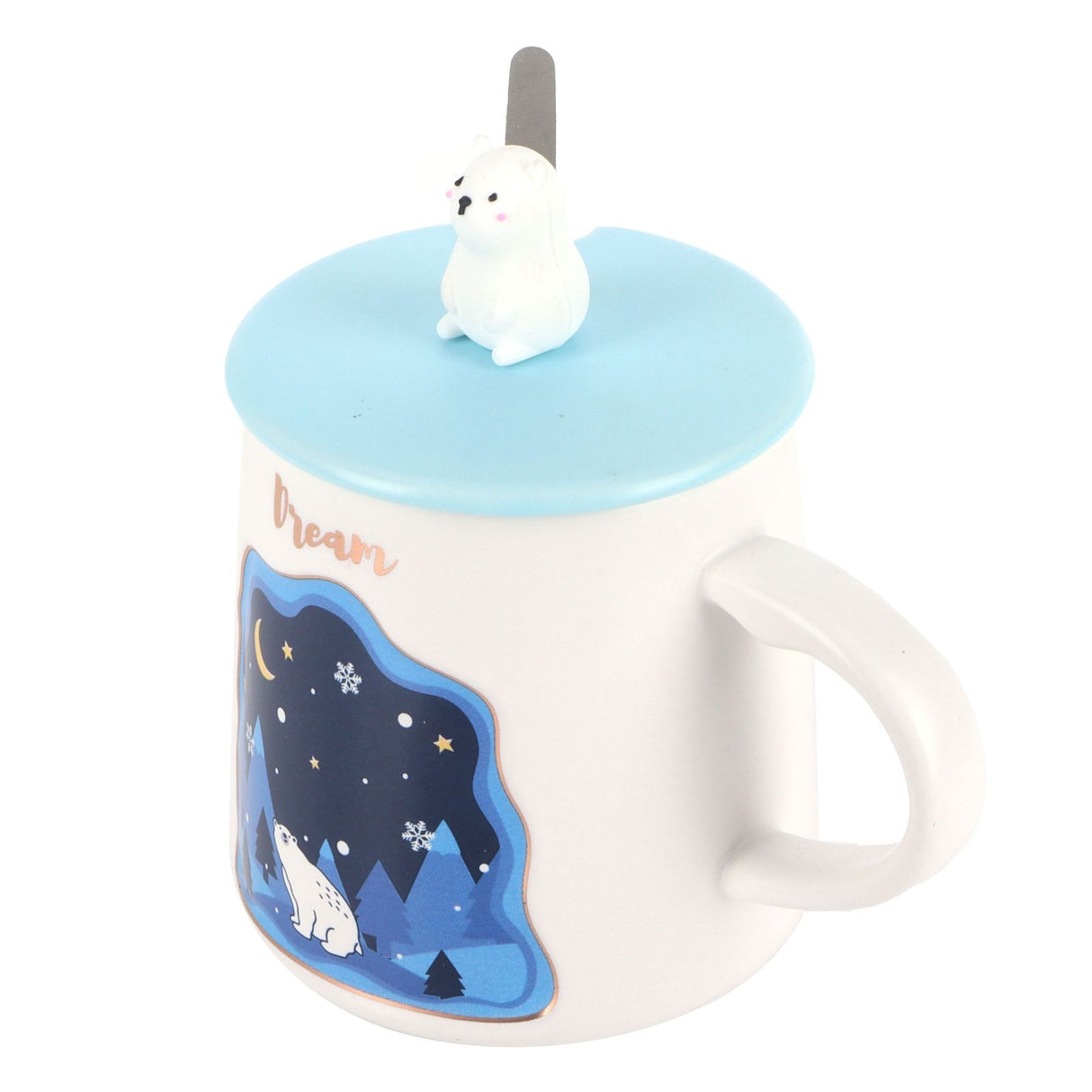 Embossed Animal Cup Cartoon Cute Coffee Cup with Lid Spoon Couple Gift Mug for DrinkingStar