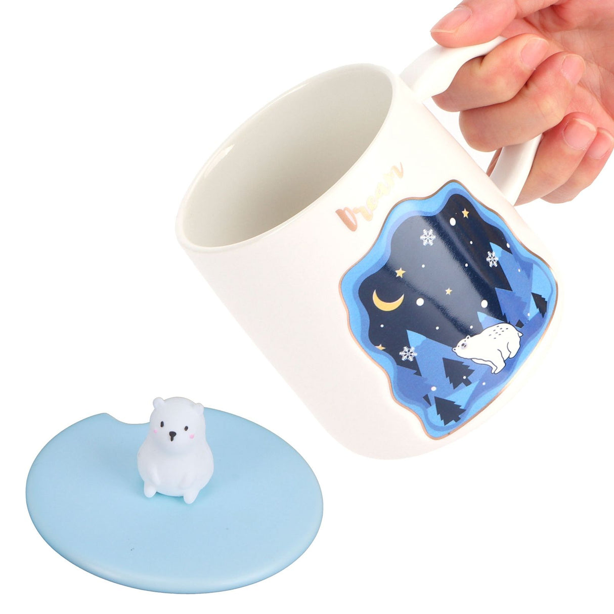 Embossed Animal Cup Cartoon Cute Coffee Cup with Lid Spoon Couple Gift Mug for DrinkingStar