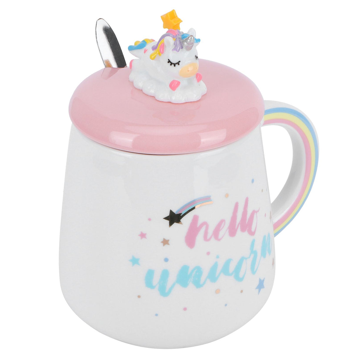 Animal Mug Spoon Water Cup with Lid Cute Ceramic Mug Coffee Cup Drinking AccessoriesType 3