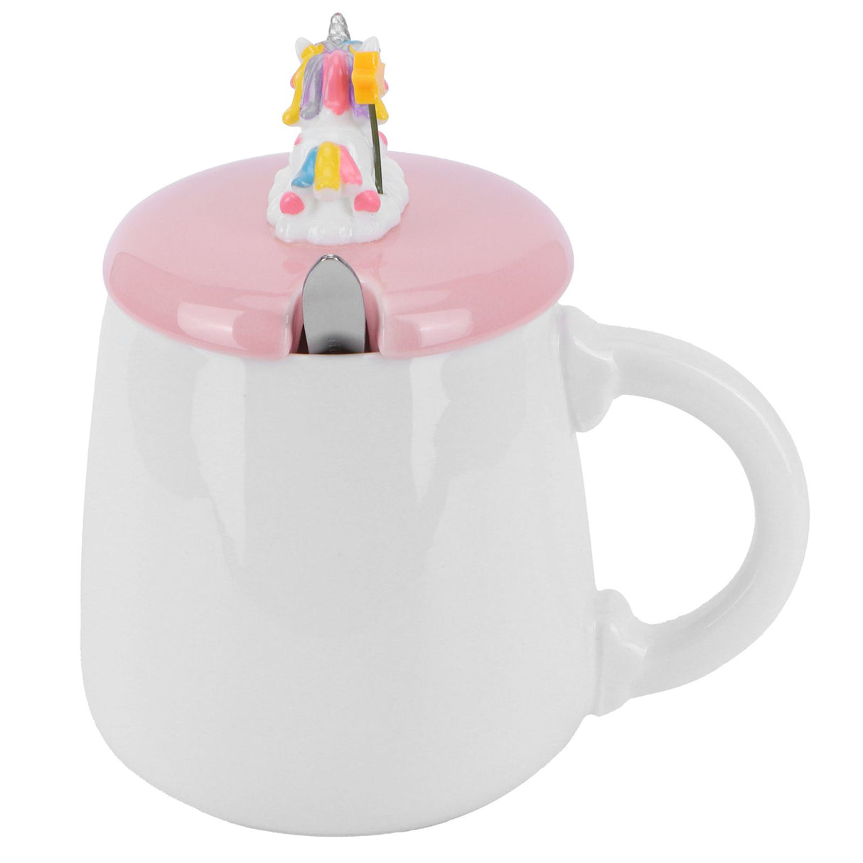 Animal Mug Spoon Water Cup with Lid Cute Ceramic Mug Coffee Cup Drinking AccessoriesType 3