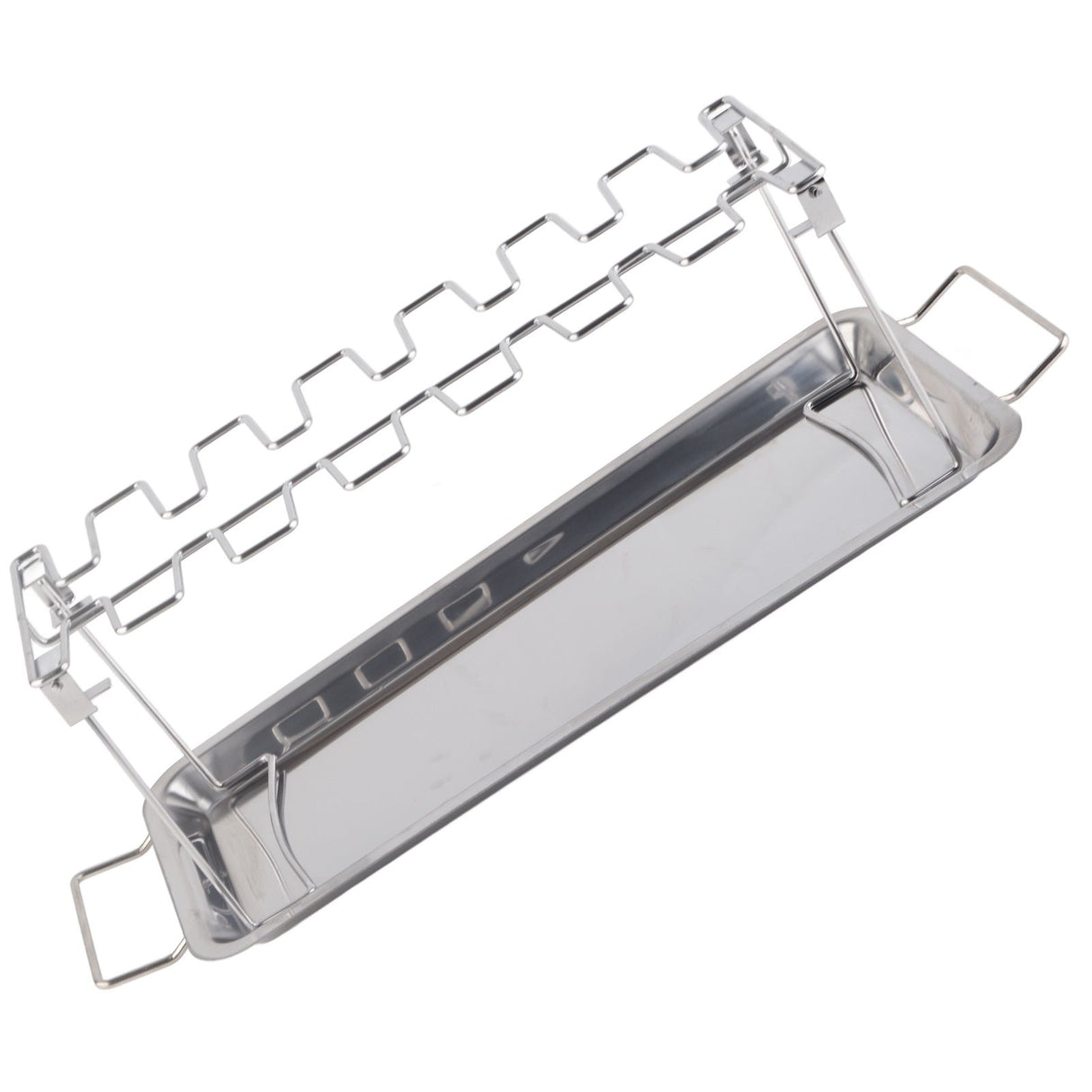 Chicken Leg Grill Rack with Drip Pan Stainless Steel Roaster Stand Barbecue Accessory
