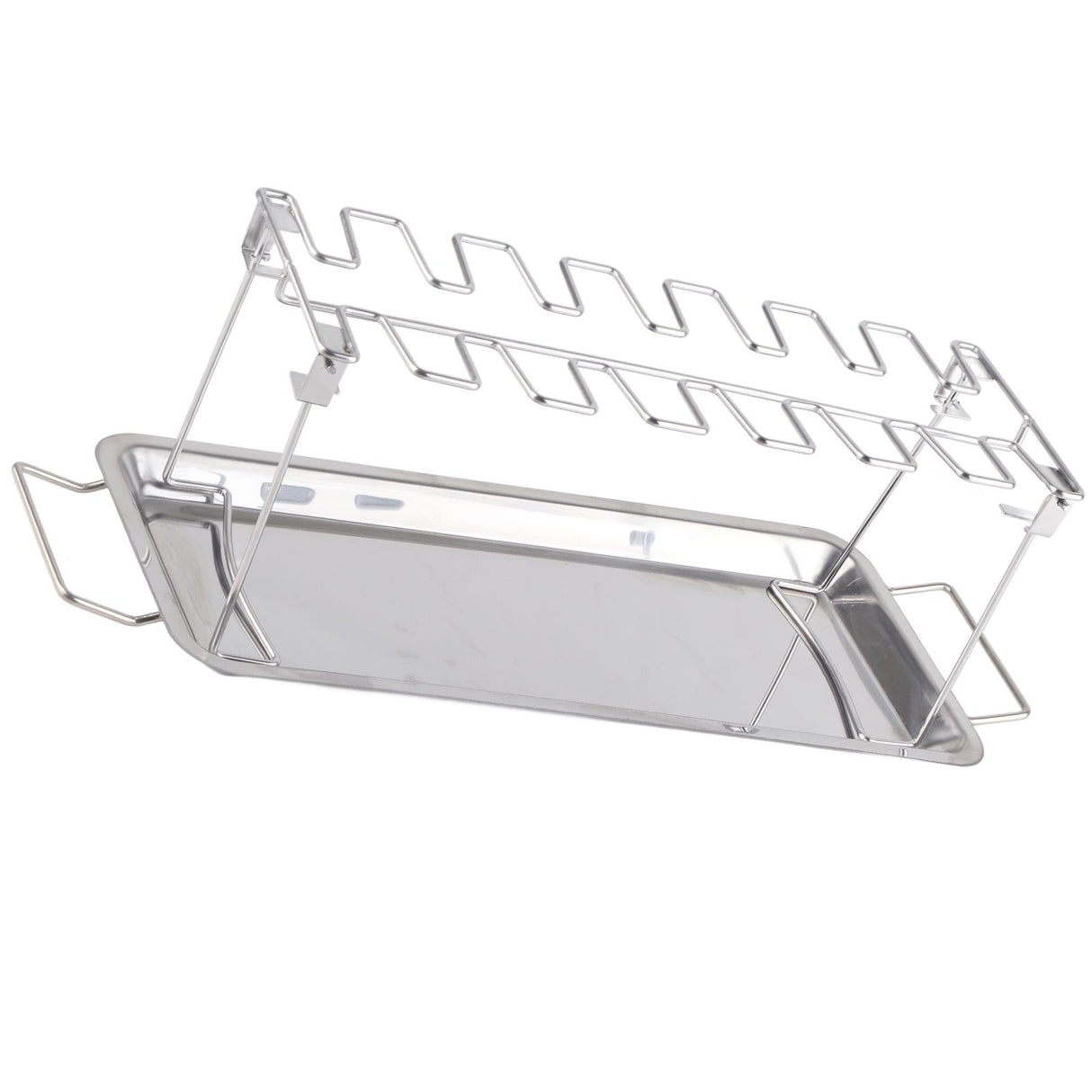 Chicken Leg Grill Rack with Drip Pan Stainless Steel Roaster Stand Barbecue Accessory