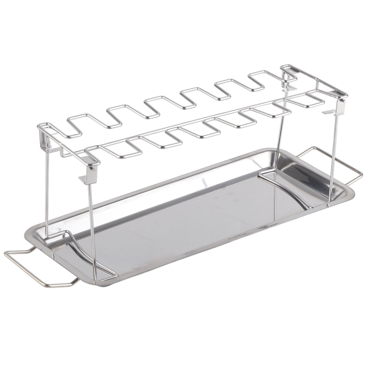 Chicken Leg Grill Rack with Drip Pan Stainless Steel Roaster Stand Barbecue Accessory