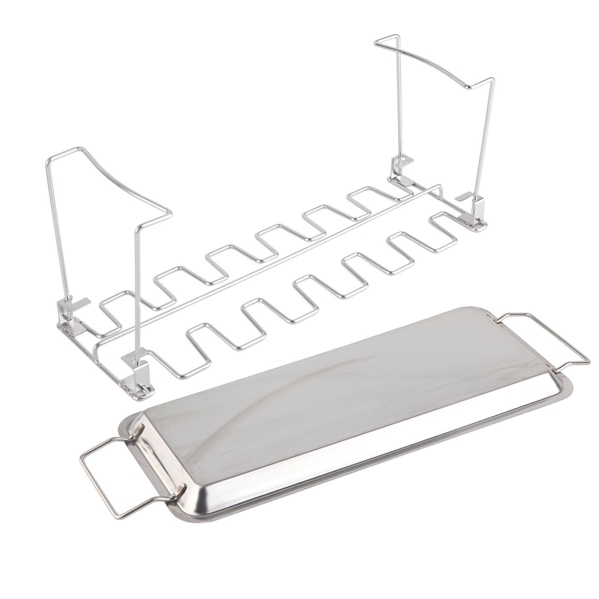 Chicken Leg Grill Rack with Drip Pan Stainless Steel Roaster Stand Barbecue Accessory