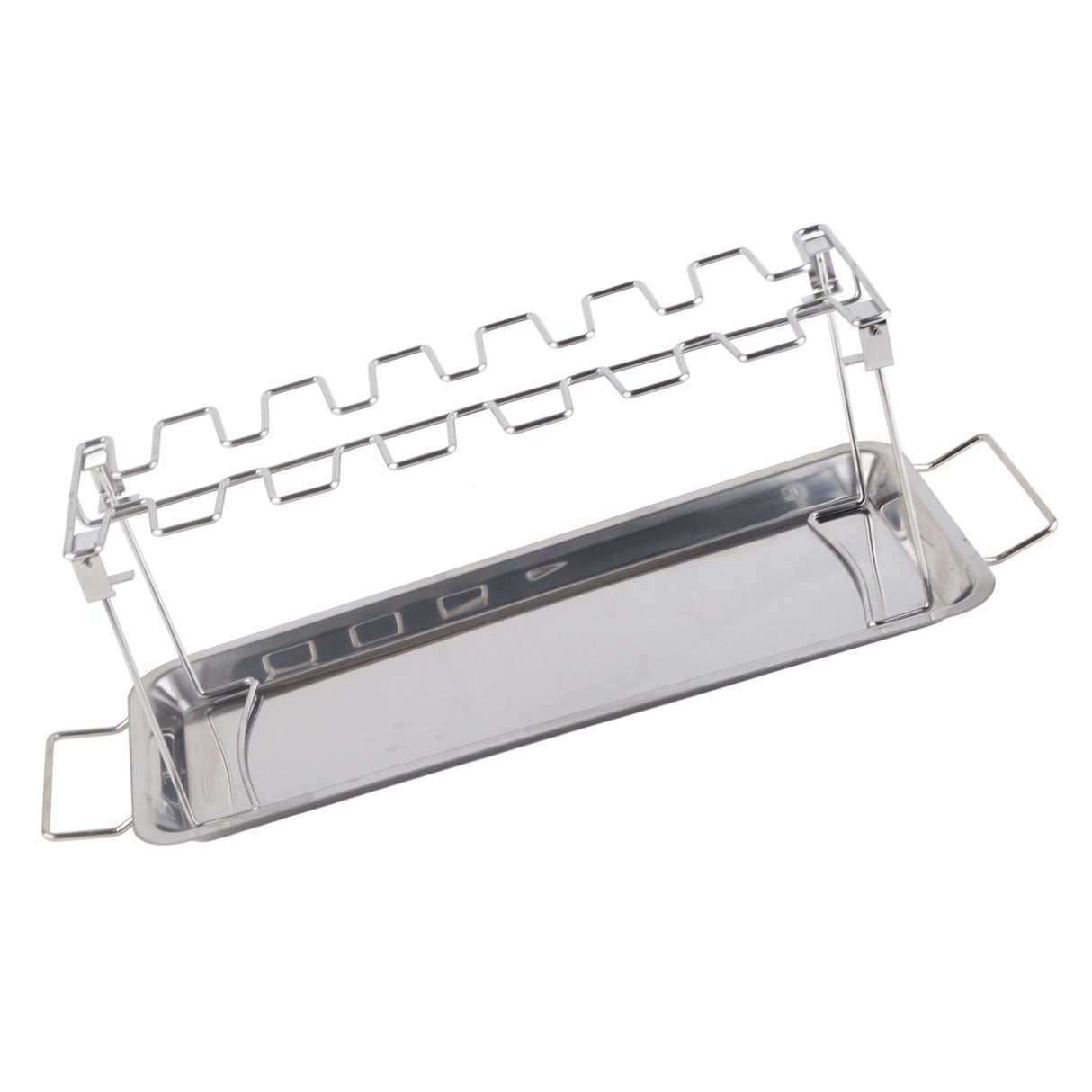 Chicken Leg Grill Rack with Drip Pan Stainless Steel Roaster Stand Barbecue Accessory