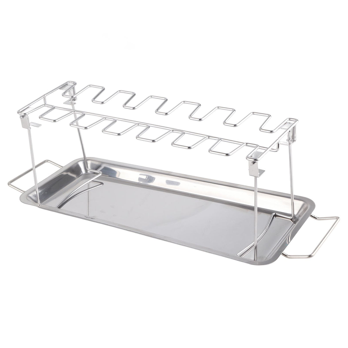 Chicken Leg Grill Rack with Drip Pan Stainless Steel Roaster Stand Barbecue Accessory