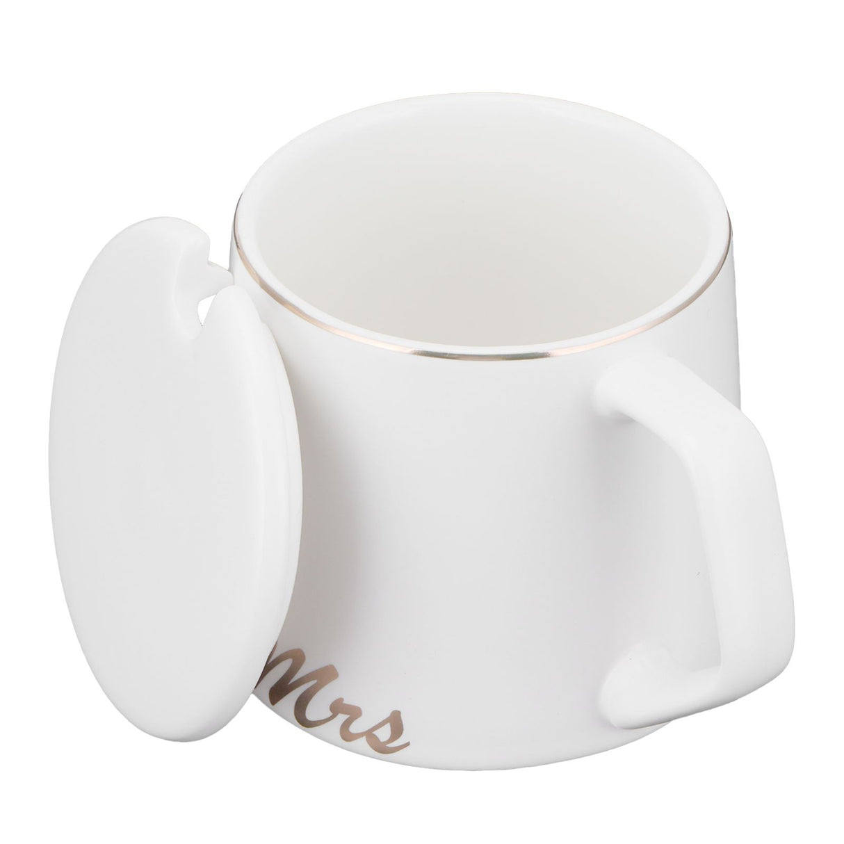 320ml Fashon Ceramic Cup Coffee Mug Cup with Lid Spoon Present Gift for Home OfficeWhite M Letter