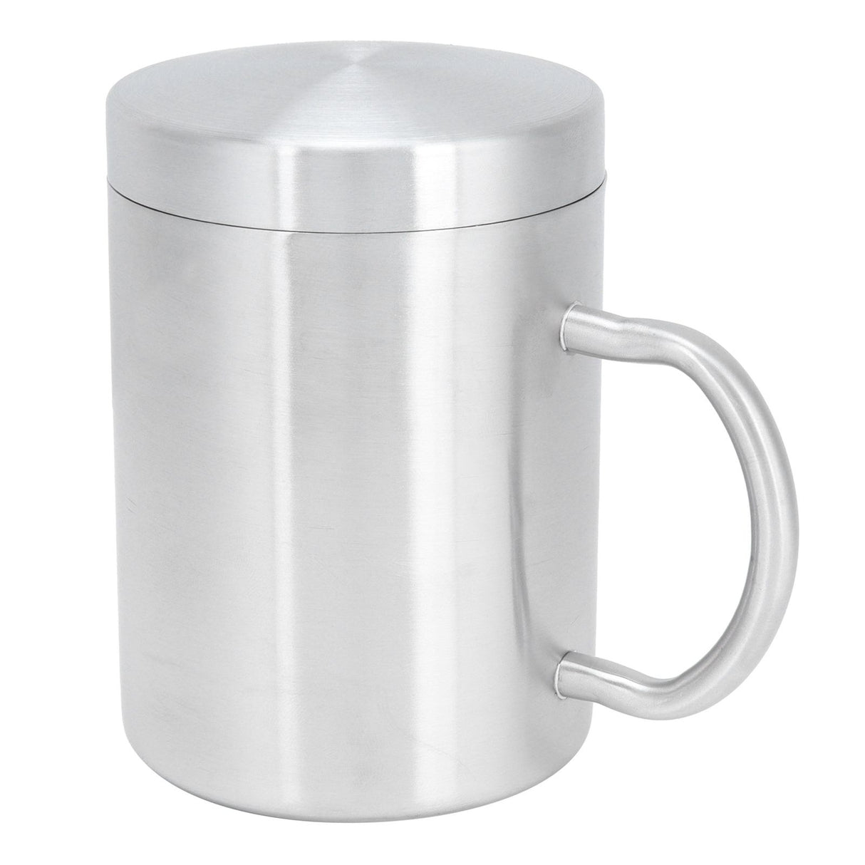 Stainless Steel Mug with Handle Lid DoubleLayer Heat Insulation Cup Beer Mug For Home Summer(L 400ml )
