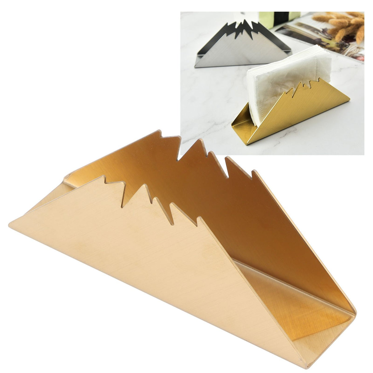 Triangular Napkin Holder Stainless Steel Stand Vertical Tissue Rack for Home Restaurant HotelGolden