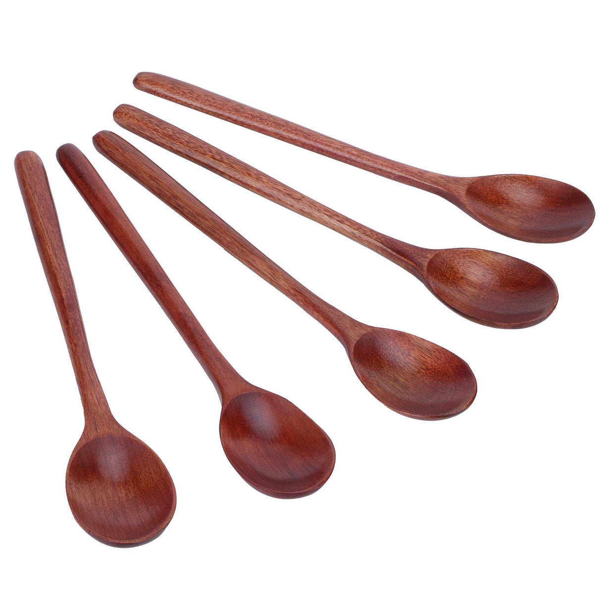 5PCS Wooden Spoon with Long Handle Soup Spoon for Barbecue Camping Party Home KitchenPaint Color