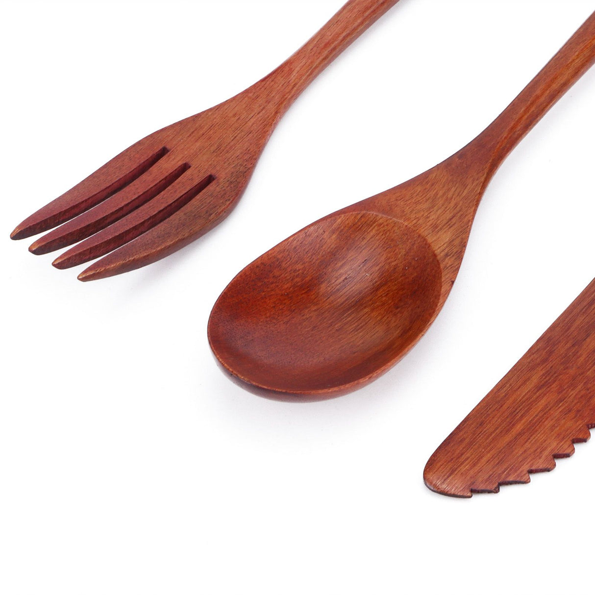 Portable Wooden Cutlery Set Spoon Fork Knife Wood Flatware Dinnerware Tableware with Bag