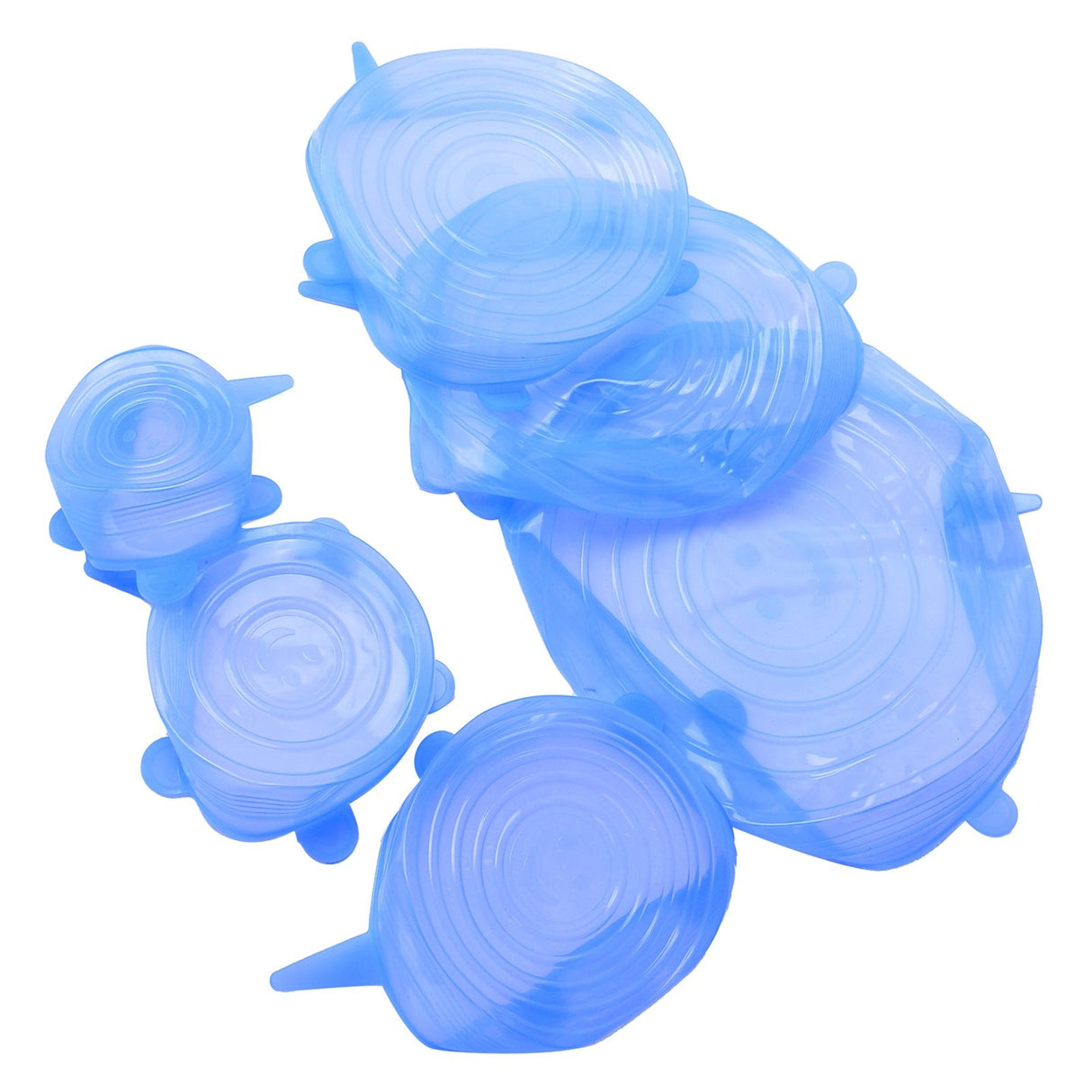 6Pcs Food Sealing Lid Expandable Reusable Vegetable Fruit Sealing Cover for Kitchen UseBlue