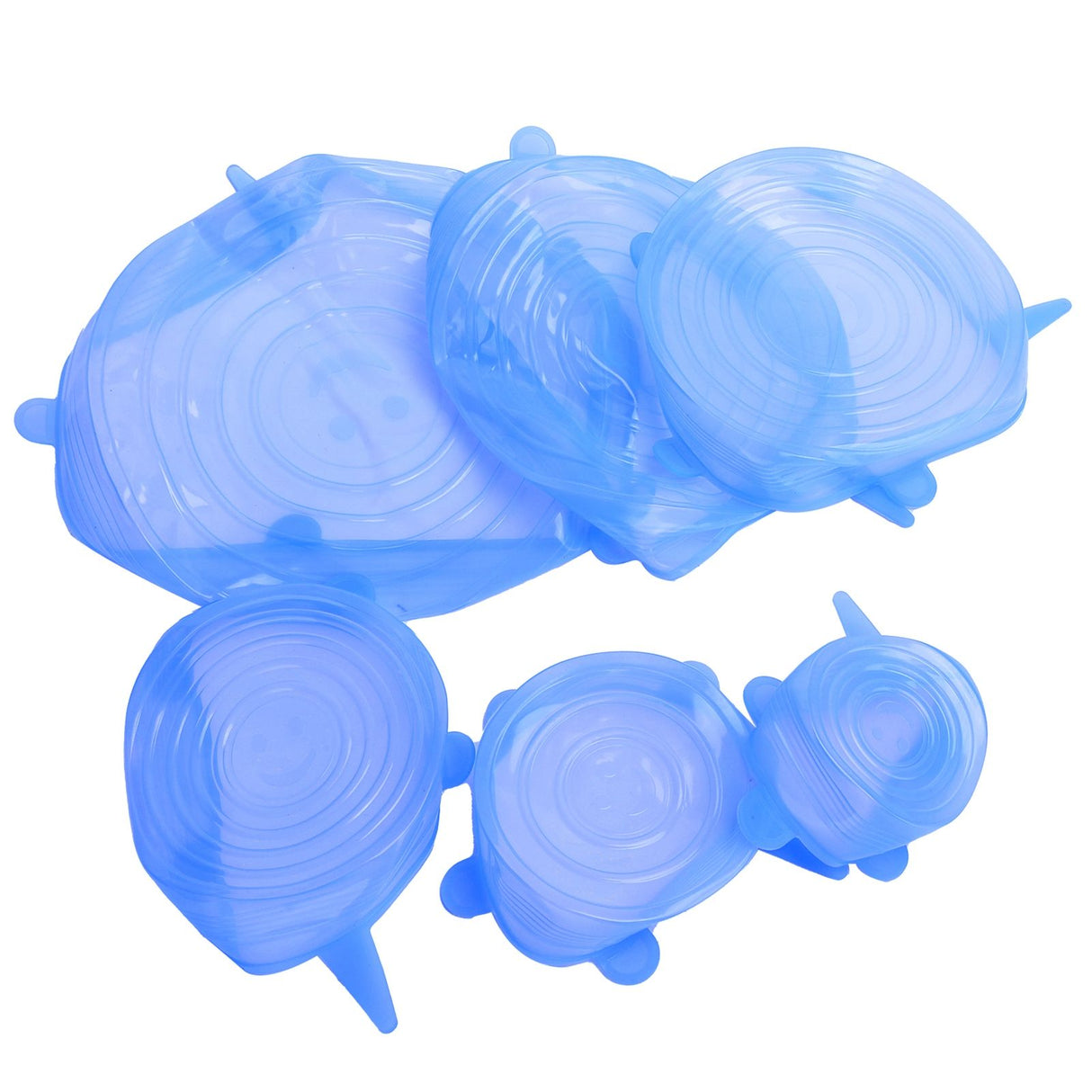 6Pcs Food Sealing Lid Expandable Reusable Vegetable Fruit Sealing Cover for Kitchen UseBlue