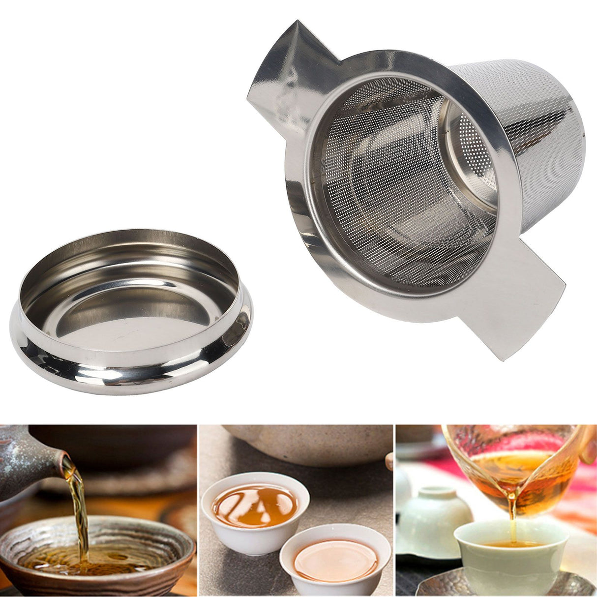 Tea Strainer Loose Leaf Tea Infuser Basket Fine Mesh Filter with Lid Teaware for CupStainless Steel