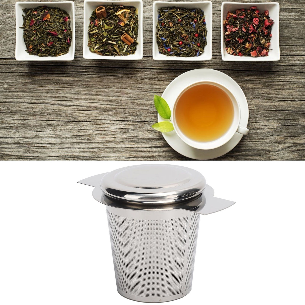 Tea Strainer Loose Leaf Tea Infuser Basket Fine Mesh Filter with Lid Teaware for CupStainless Steel