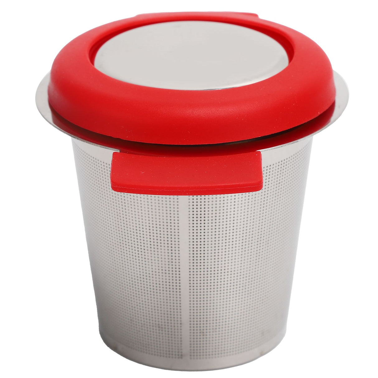Tea Strainer Loose Leaf Tea Infuser Basket Fine Mesh Filter with Lid Teaware for Cup(Red Silicone Stainless Steel )