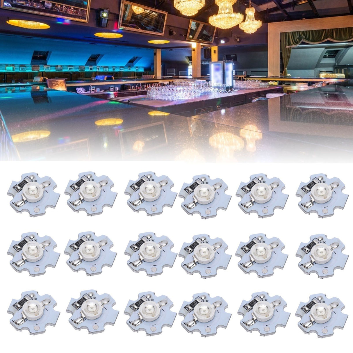 25Pcs 0.5W 5V High Power LED Lamp Bead Light Source Chip with Aluminum PlateBlue Light: 455-460NM