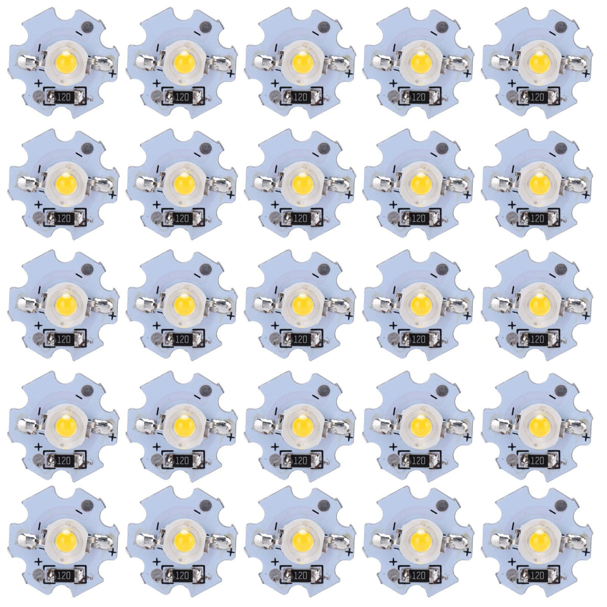 25Pcs 0.5W 5V High Power LED Lamp Bead Light Source Chip with Aluminum PlateWarm White Light: 3000‑3200K