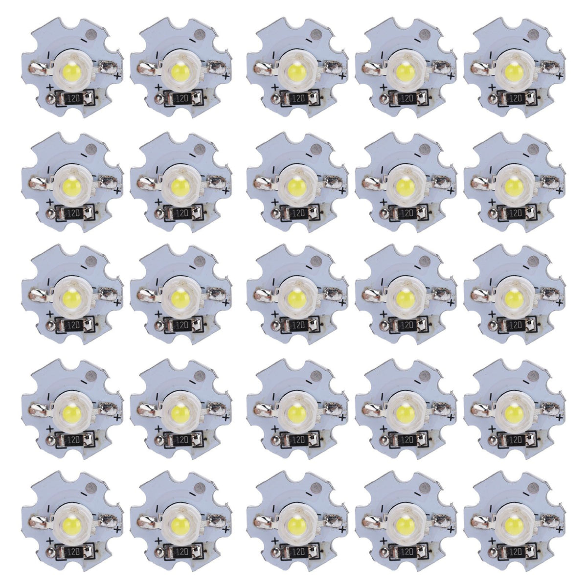 25Pcs 0.5W 5V High Power LED Lamp Bead Light Source Chip with Aluminum PlateWhite Light: 6000‑6500K