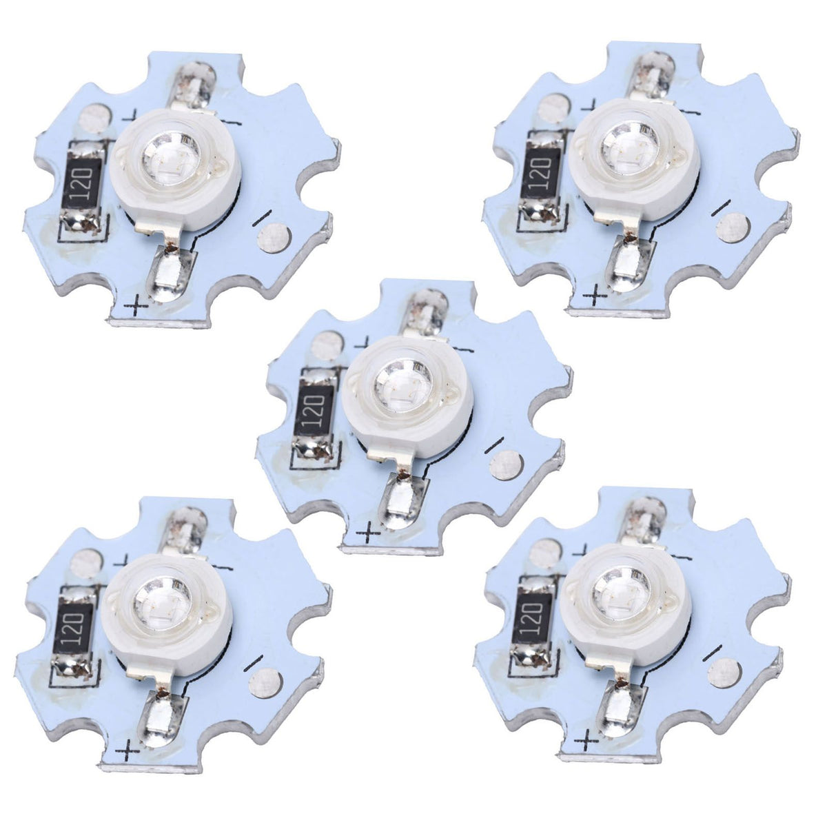 25Pcs 0.5W 5V High Power LED Lamp Bead Light Source Chip with Aluminum PlateUV Purple Light: 395-400NM