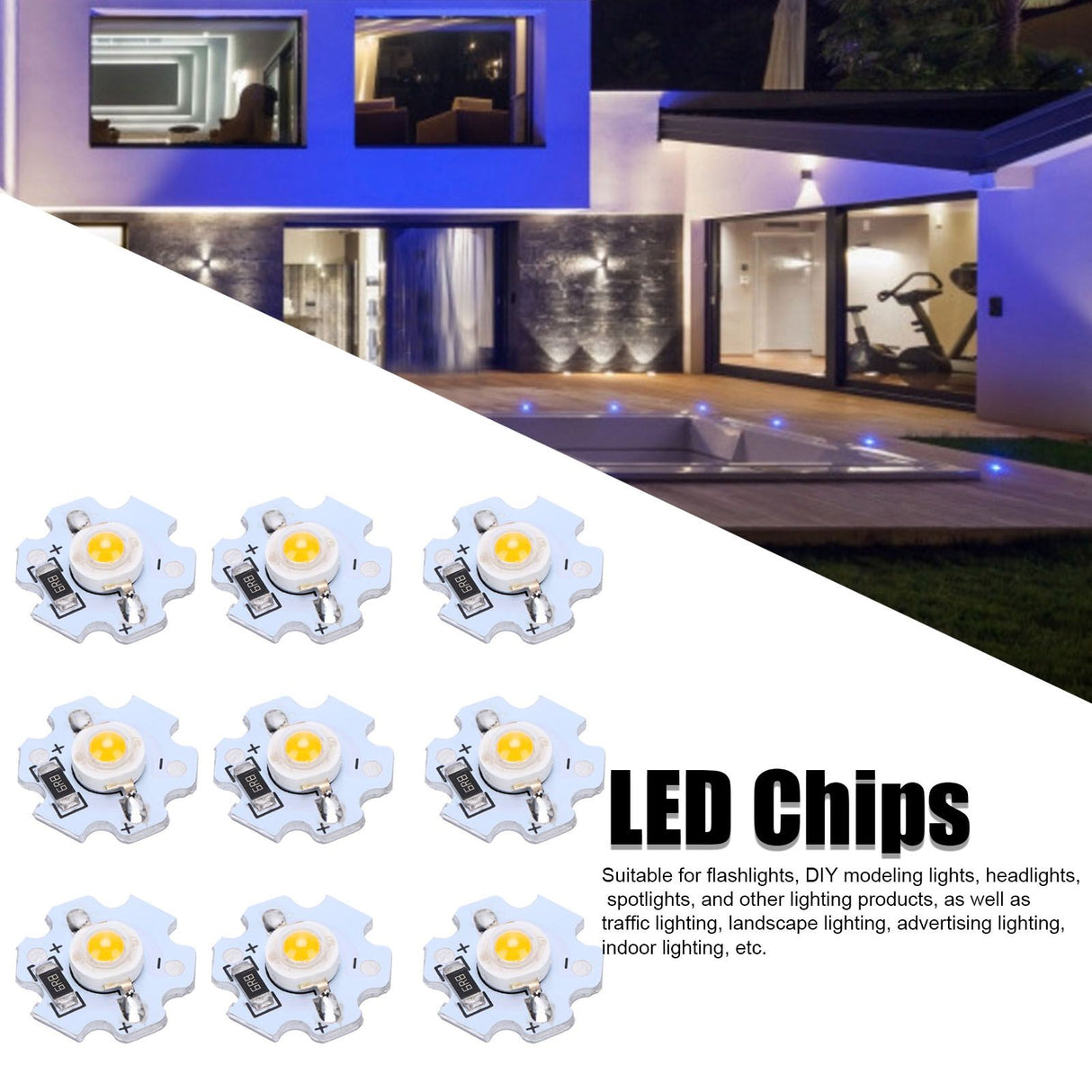 25Pcs 5V LED Chips 200LM 1W High Power LED Lamp Beads for DIY Lighting FixturesYellow Light 588‑590NM