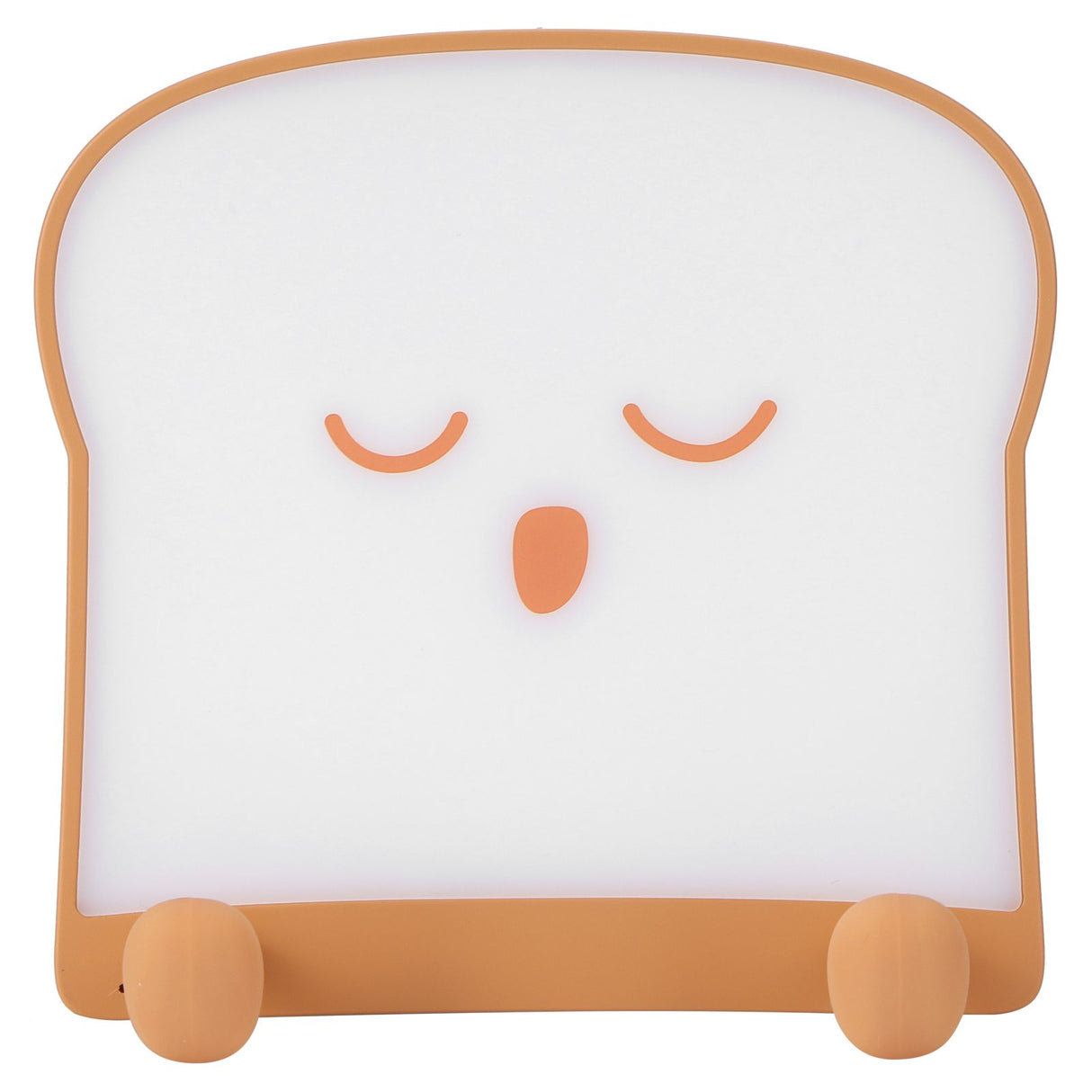 USB Night Light Mini Cute Cartoon Bread‑Shaped Bedside Lamp Phone Holder Stand Brown