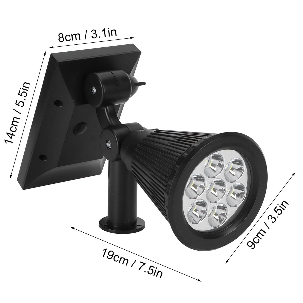 7LED Solar Light Intelligent Outdoor Garden Spotlight Lawn Lamp Landscape Lighting BlackWhite Light