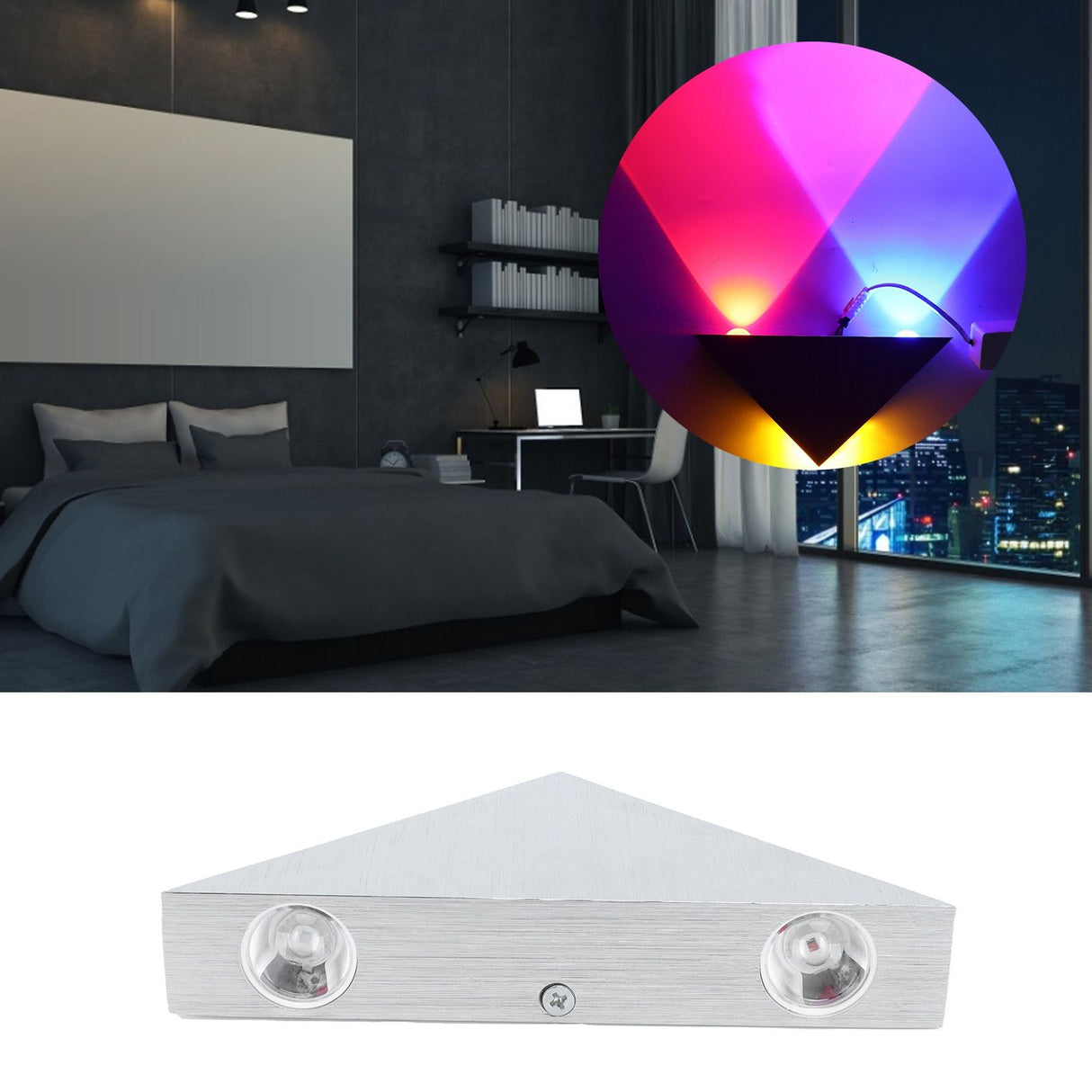 LED Wall Light 9W Modern Aluminum Triangular Lamp for Bedroom Corridor Hallway 85-265V
