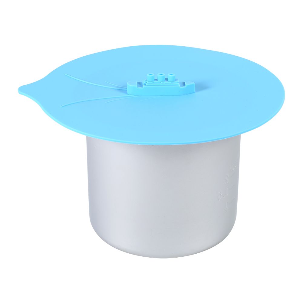 Set of 3pcs Unique Steam Ship Design Silicone Seal Cover Pot Mug Cup Lid Kitchen Gadgets Blue