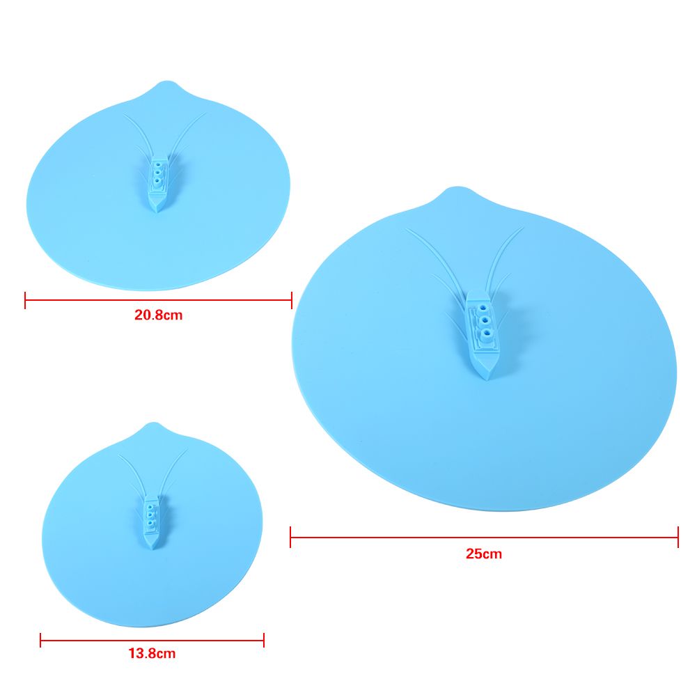 Set of 3pcs Unique Steam Ship Design Silicone Seal Cover Pot Mug Cup Lid Kitchen Gadgets Blue