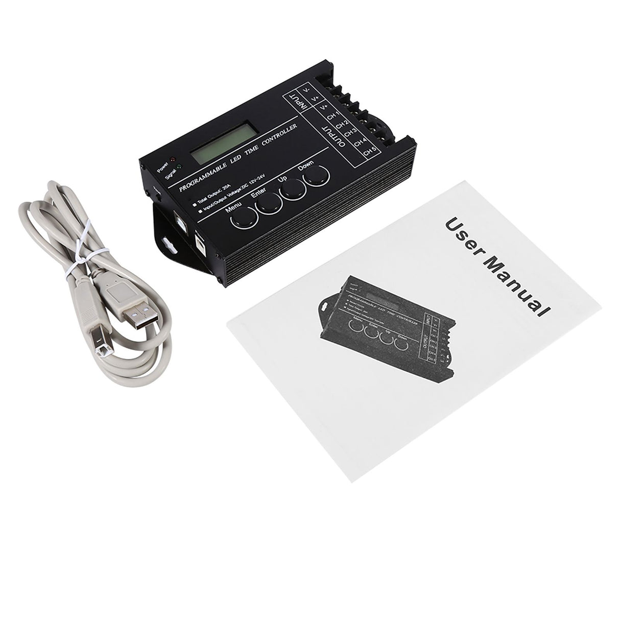 DC12/24V 20A Programmable LED Time Controller 5 Channels Color Adjustable With CD USB Cable