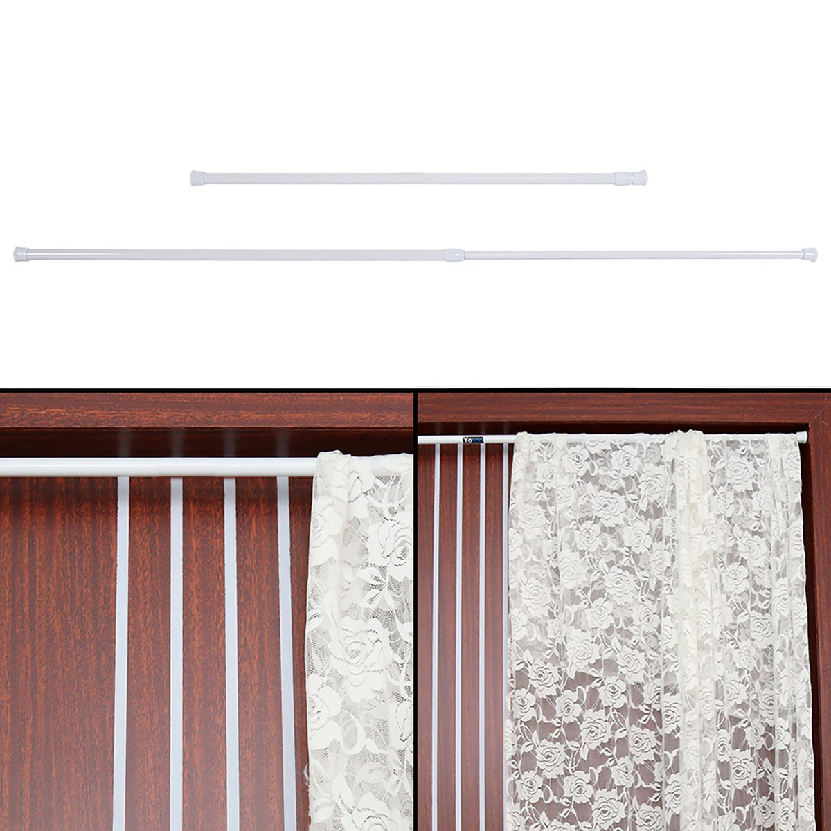 Extendable Spring Telescopic Shower Bathroom Window Curtain Rail Loaded Pole Rod 55‑90cm