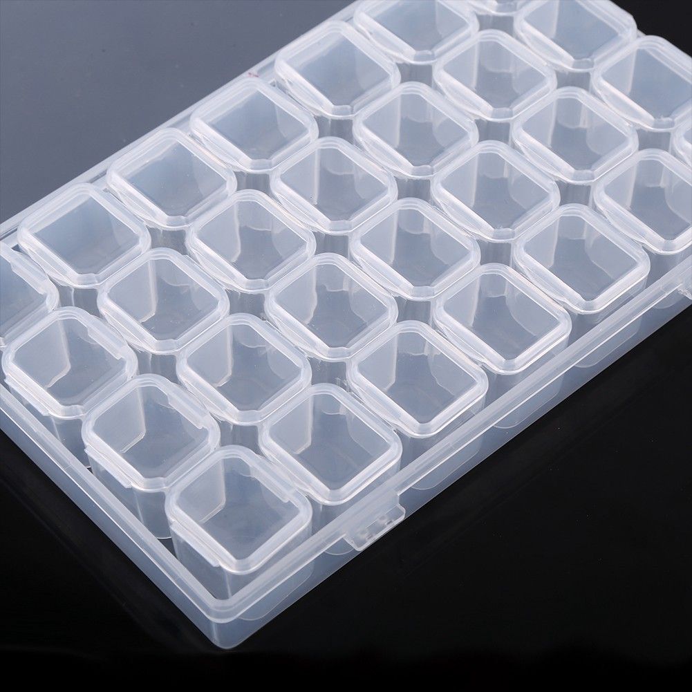 Clear Plastic 28 Slots Adjustable Tablet Medicine Pill Jewelry Storage Organizer Box Container