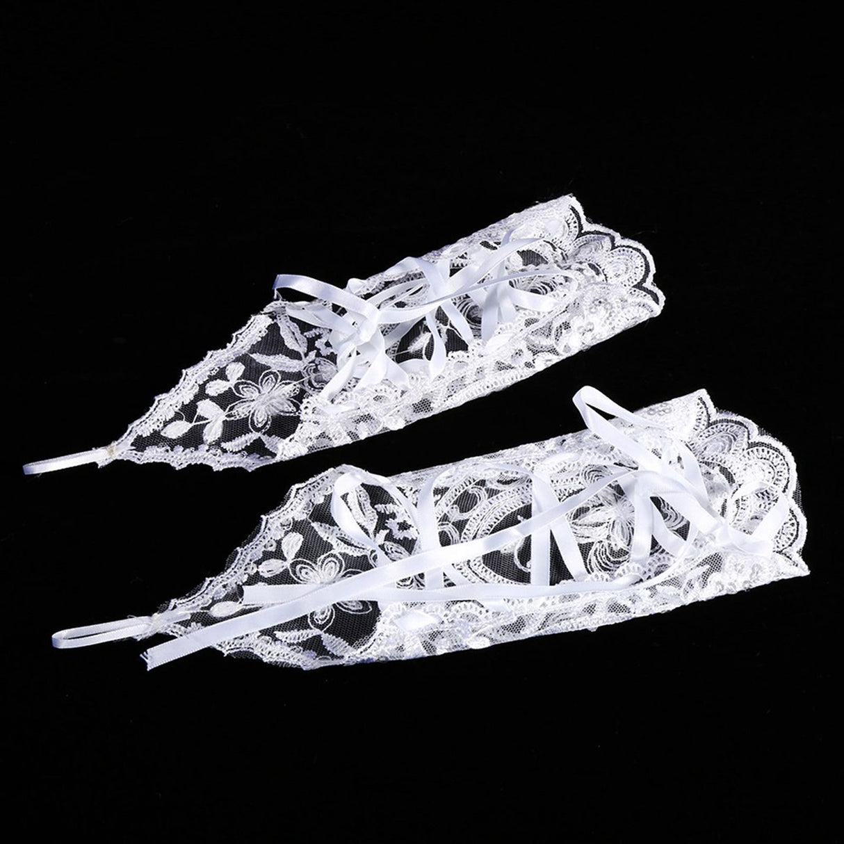 Vintage Syle Ivory Lace Flower Bride Bridal Rhinestone Sexy Fingerless Gloves Wedding Ivory