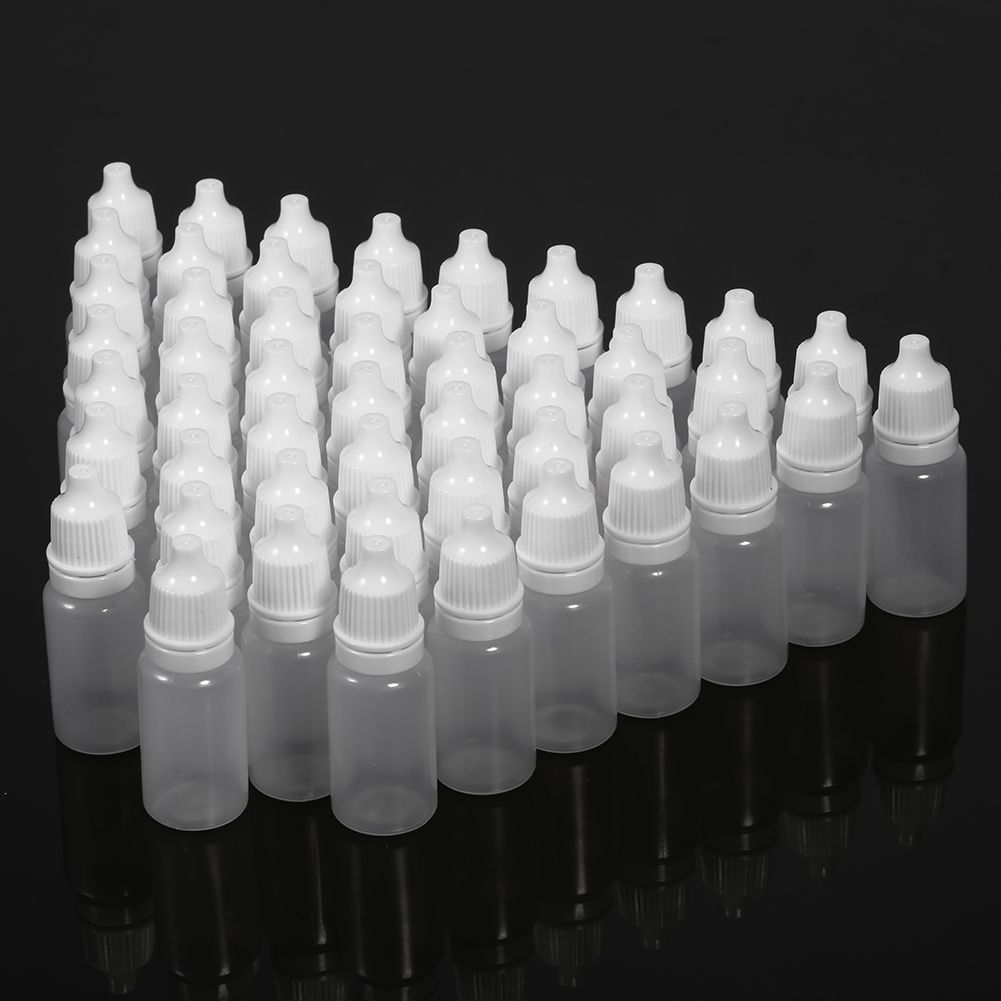 50PCS 10ml Volume Empty Plastic Squeezable Bottles Eye Liquid Container Dropper