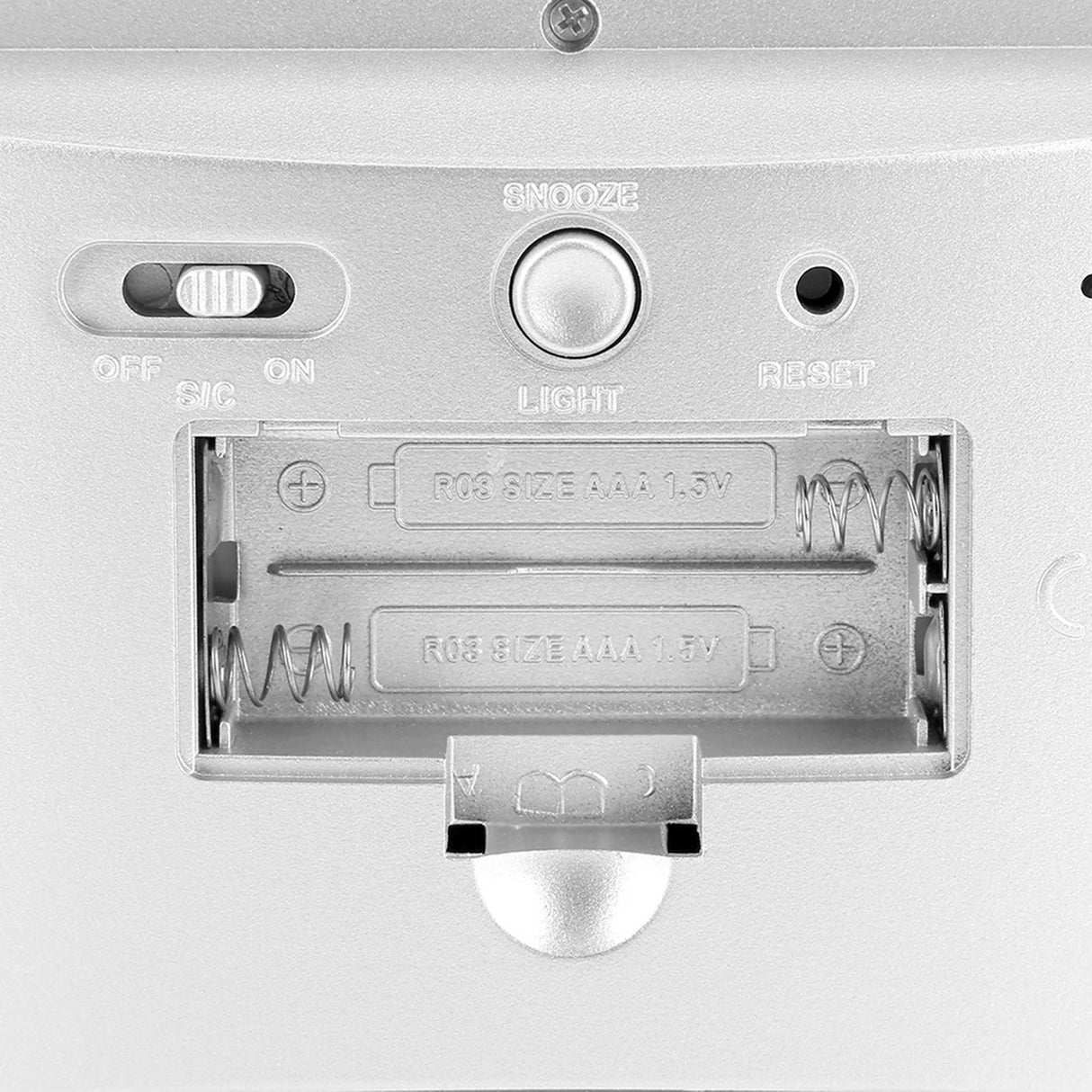 LCD Digital Sound Sensor Table Desk Alarm Clock with Calendar and Temp Display Silver