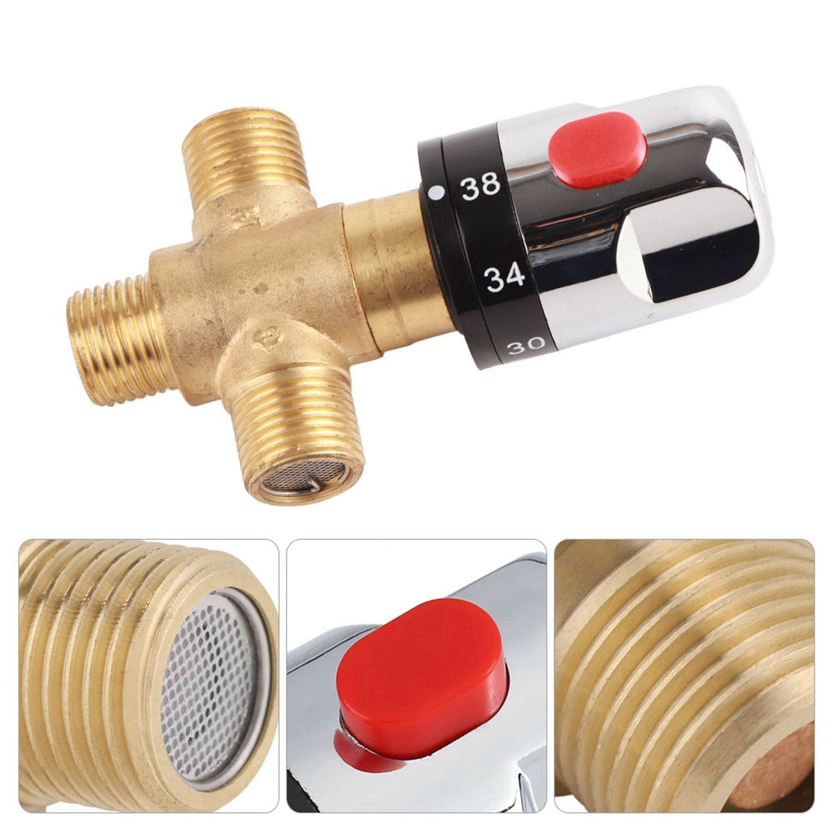 Brass Thermostatic Mixing Valve Water Temperature Pipe Basin Thermostat Control